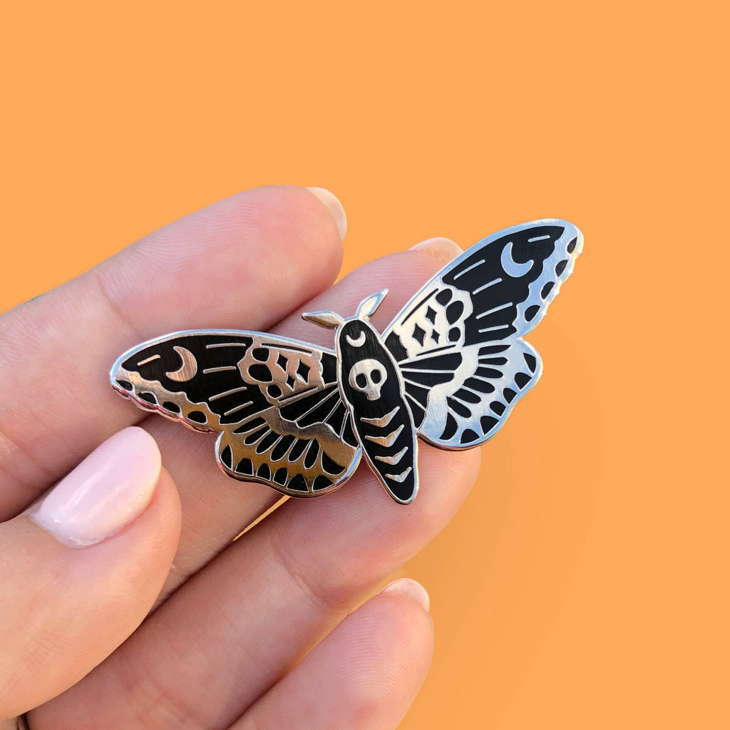 Midnight Moon Moth Enamel Pin