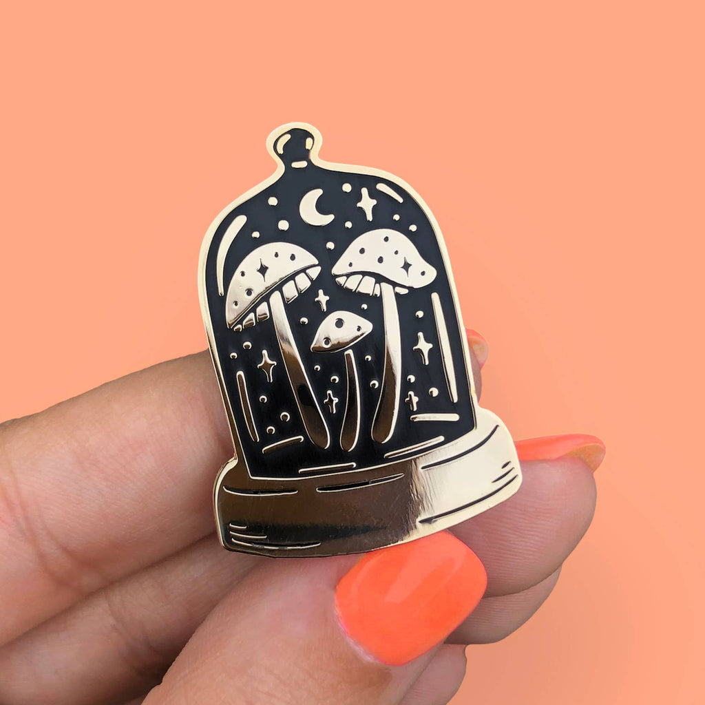 Bell-Jar Midnight Mushrooms Enamel Pin