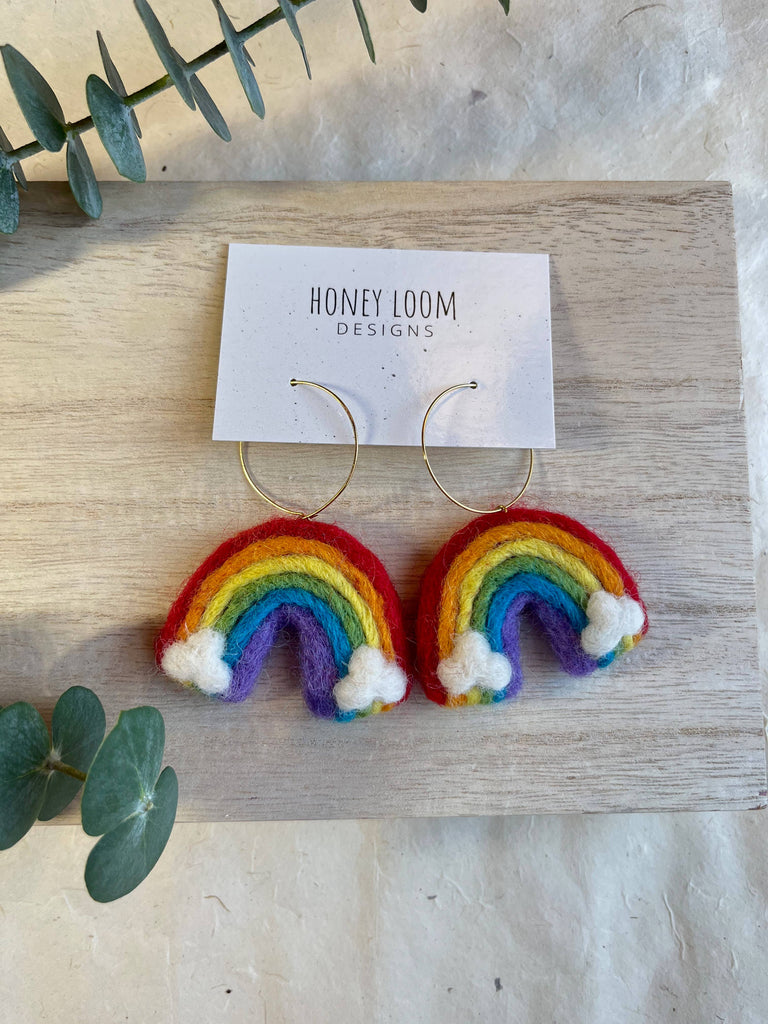 Rainbow Felted Earrings