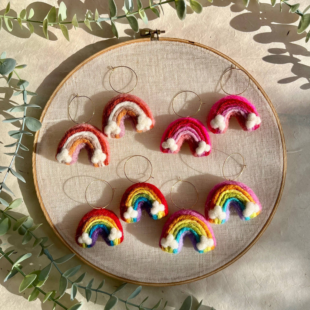 Rainbow Felted Earrings