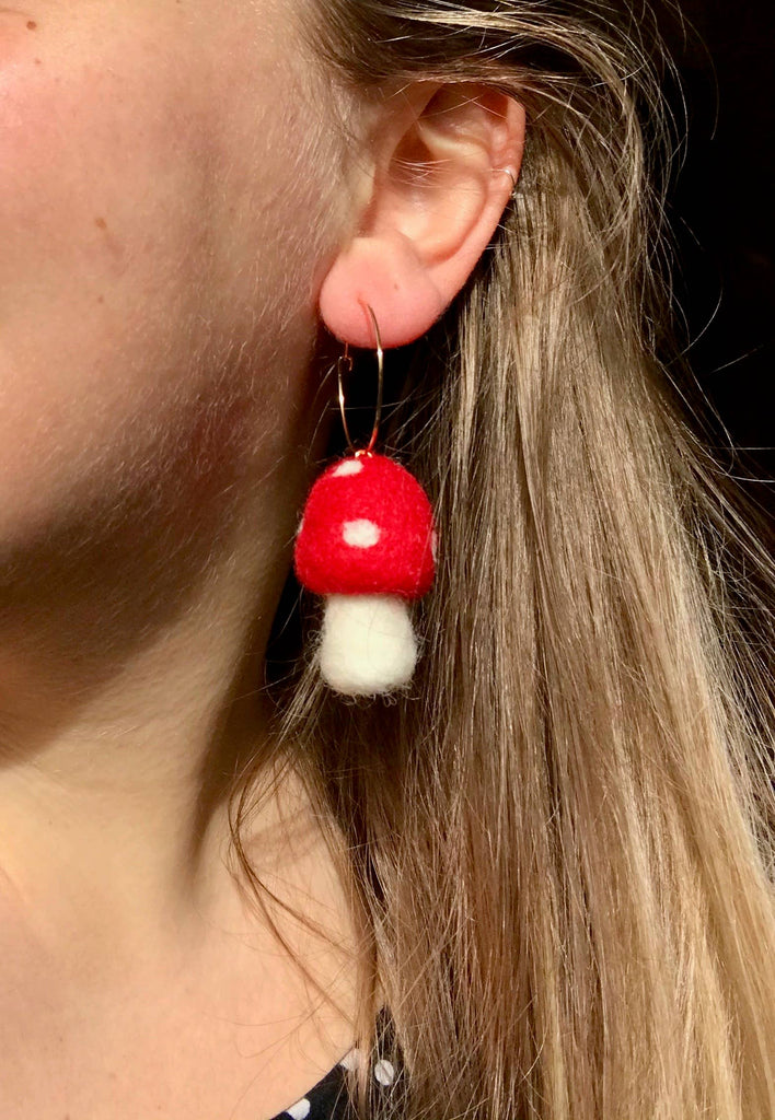 Mini Mushie Felted Earrings