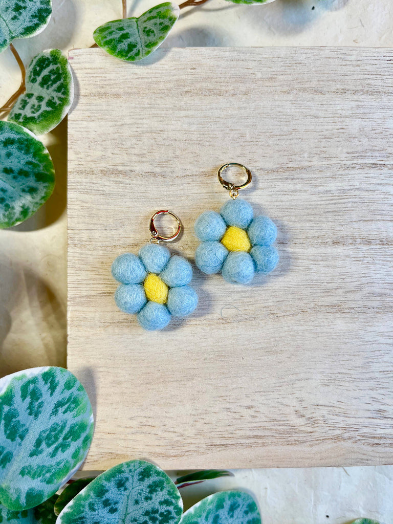 Mini Felted Daisy Earrings