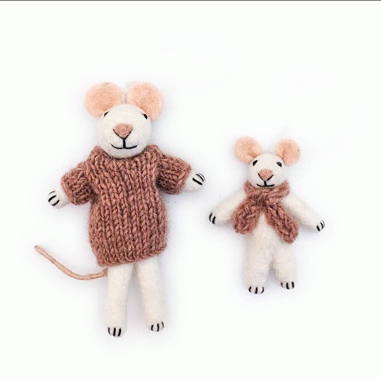 Mouse Family Ornaments - Set of 2