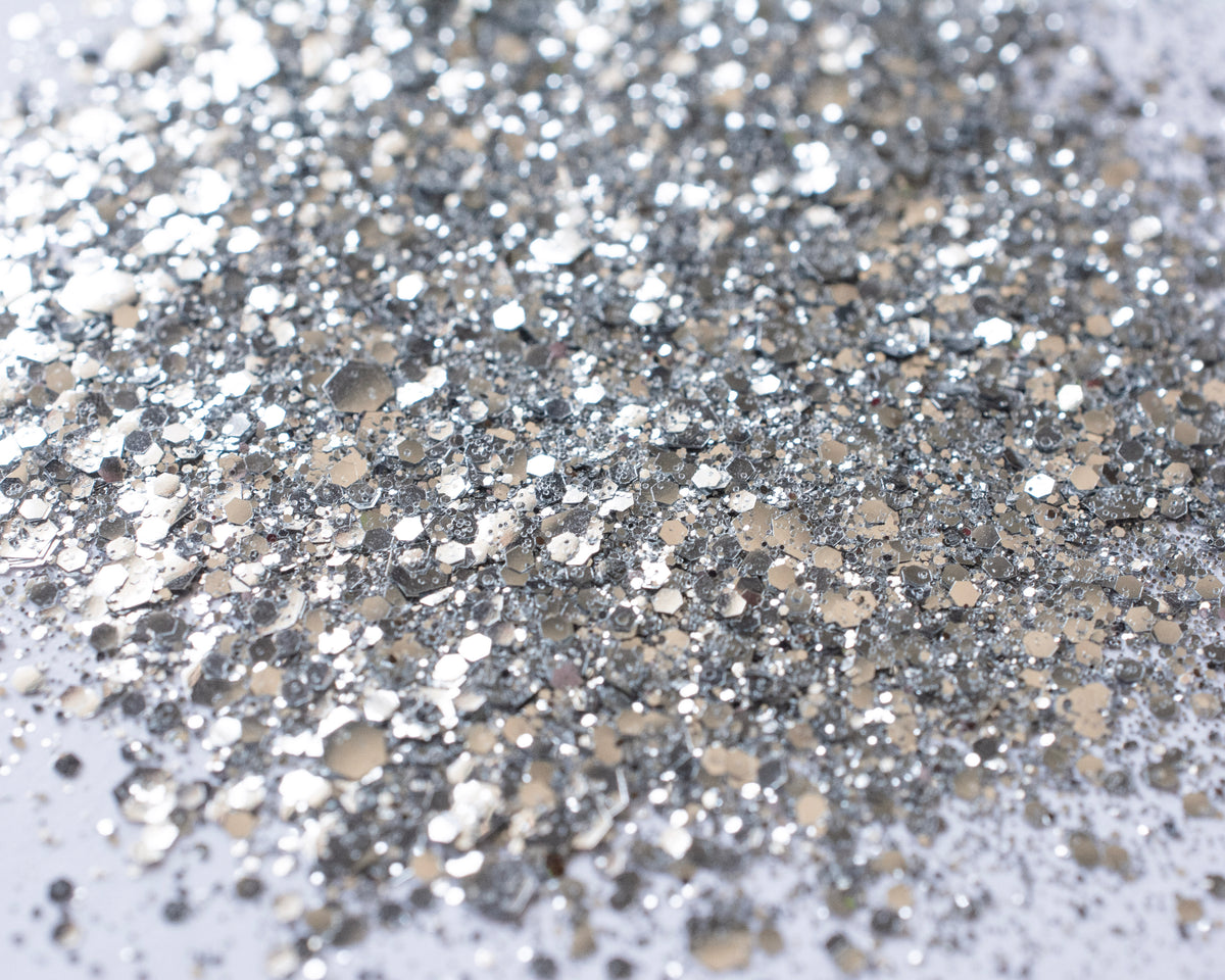 Chunky Silver Mix - Biodegradable Glitter – Atomic Polish